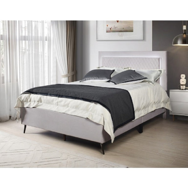 English Elm Louis Philippe Solid Wood Sleigh Bed with Curved Rails and Chrome Accents for Bedroom Light Gray Eastern King B011P573765