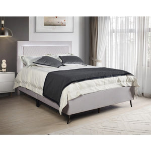 English Elm Louis Philippe Solid Wood Sleigh Bed with Curved Rails and Chrome Accents for Bedroom Light Gray Eastern King B011P573765