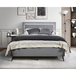 English Elm Louis Philippe Solid Wood Sleigh Bed with Curved Rails and Chrome Accents for Bedroom Dark Gray Eastern King B011P573776