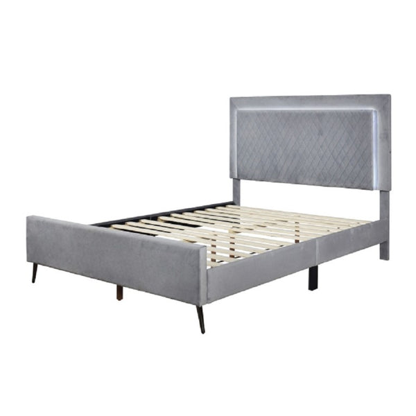 English Elm Louis Philippe Solid Wood Sleigh Bed with Curved Rails and Chrome Accents for Bedroom Dark Gray Eastern King B011P573776