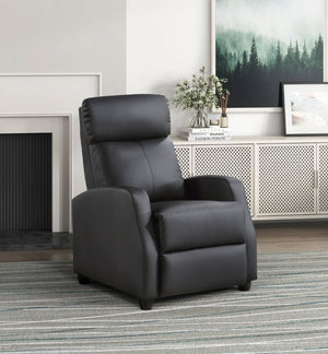 English Elm Black Faux Leather Push Back Recliner with Pocket Coil Support for Living Rooms B011P574262