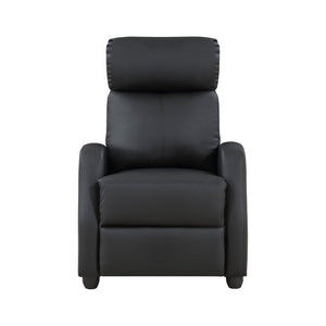 English Elm Black Faux Leather Push Back Recliner with Pocket Coil Support for Living Rooms B011P574262