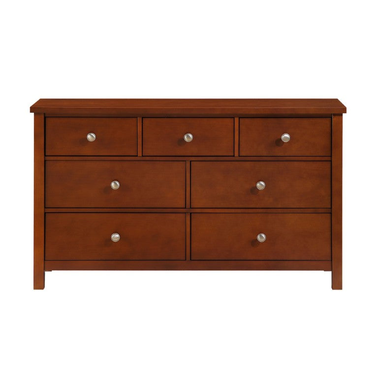 English Elm Dresser Seven Drawer Contemporary Chest with Chrome Knobs for Youth or Coastal Bedroom Cherry B011P574393
