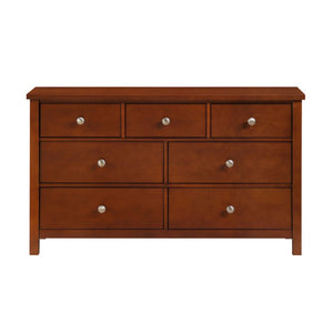 English Elm Dresser Seven Drawer Contemporary Chest with Chrome Knobs for Youth or Coastal Bedroom Cherry B011P574393