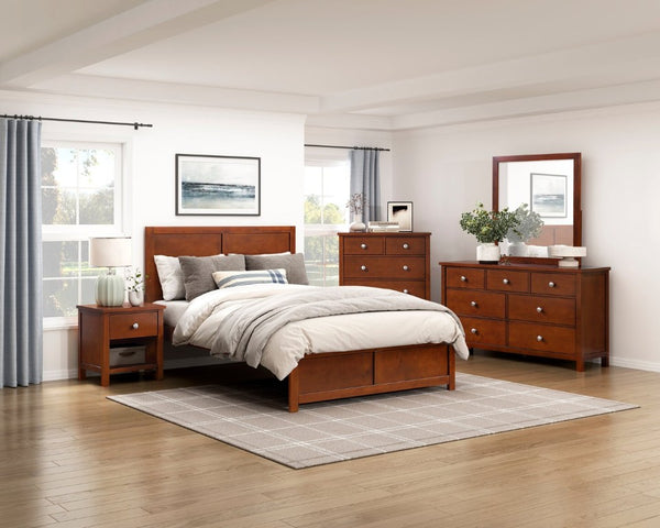 English Elm Dresser Seven Drawer Contemporary Chest with Chrome Knobs for Youth or Coastal Bedroom Cherry B011P574393