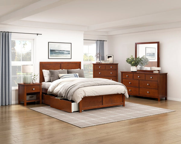 English Elm Dresser Seven Drawer Contemporary Chest with Chrome Knobs for Youth or Coastal Bedroom Cherry B011P574393