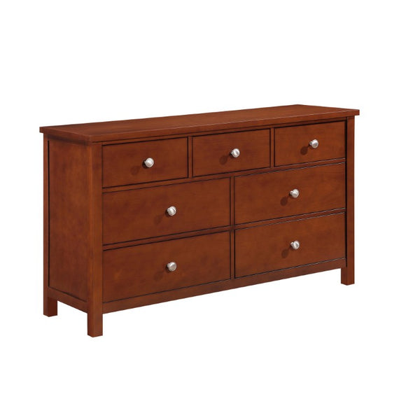 English Elm Dresser Seven Drawer Contemporary Chest with Chrome Knobs for Youth or Coastal Bedroom Cherry B011P574393