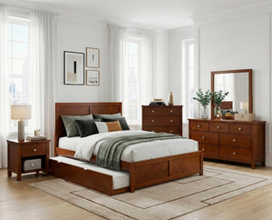 English Elm Dresser Seven Drawer Contemporary Chest with Chrome Knobs for Youth or Coastal Bedroom Cherry B011P574393