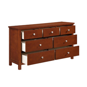 English Elm Dresser Seven Drawer Contemporary Chest with Chrome Knobs for Youth or Coastal Bedroom Cherry B011P574393