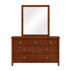 English Elm Dresser Seven Drawer Contemporary Chest with Chrome Knobs for Youth or Coastal Bedroom Cherry B011P574393