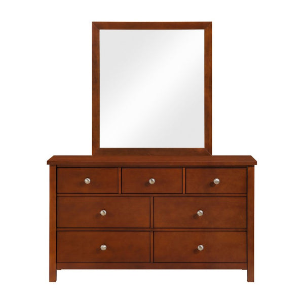 English Elm Dresser Seven Drawer Contemporary Chest with Chrome Knobs for Youth or Coastal Bedroom Cherry B011P574393