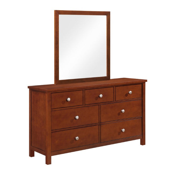 English Elm Dresser Seven Drawer Contemporary Chest with Chrome Knobs for Youth or Coastal Bedroom Cherry B011P574393
