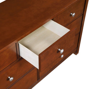 English Elm Dresser Seven Drawer Contemporary Chest with Chrome Knobs for Youth or Coastal Bedroom Cherry B011P574393