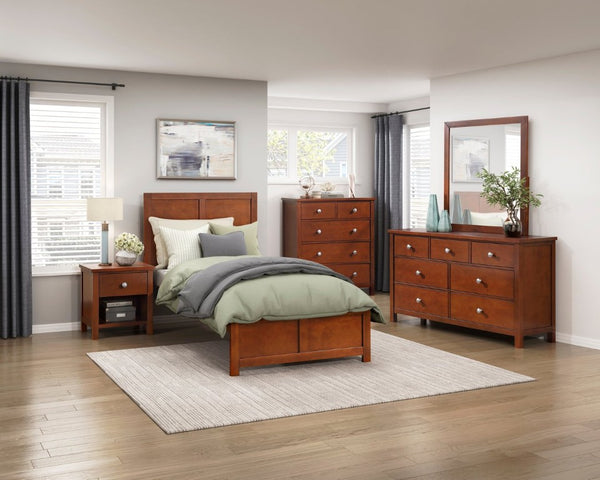 English Elm Dresser Seven Drawer Contemporary Chest with Chrome Knobs for Youth or Coastal Bedroom Cherry B011P574393