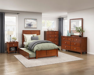 English Elm Dresser Seven Drawer Contemporary Chest with Chrome Knobs for Youth or Coastal Bedroom Cherry B011P574393