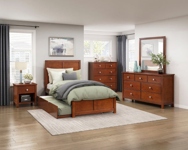 English Elm Dresser Seven Drawer Contemporary Chest with Chrome Knobs for Youth or Coastal Bedroom Cherry B011P574393