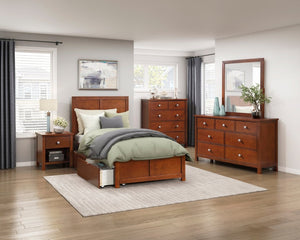 English Elm Dresser Seven Drawer Contemporary Chest with Chrome Knobs for Youth or Coastal Bedroom Cherry B011P574393