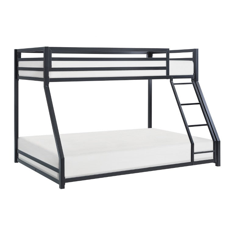 English Elm Bed Twin Over Full Metal Bunk Low Profile Matte Black Frame for Kids Shared Rooms B011P574398