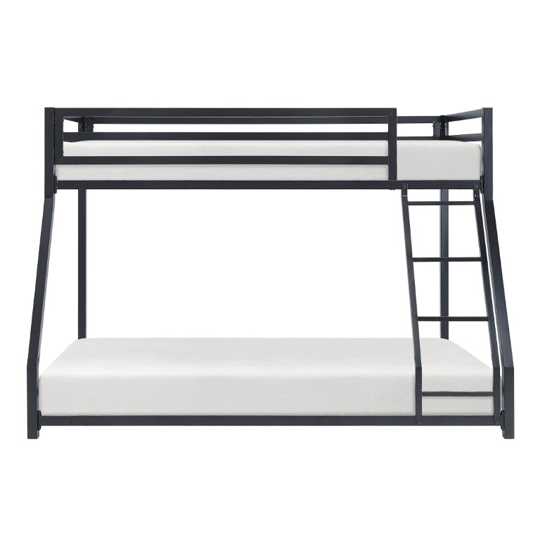 English Elm Bed Twin Over Full Metal Bunk Low Profile Matte Black Frame for Kids Shared Rooms B011P574398