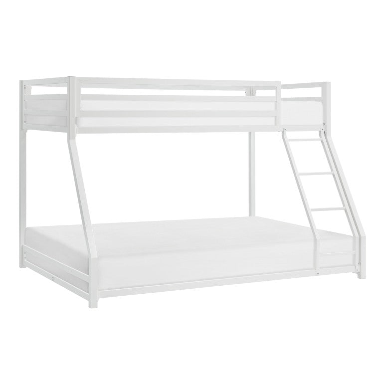 English Elm Bed Twin Over Full Metal Bunk with Guard Rails White Powder Coat Youth Bedroom B011P574401