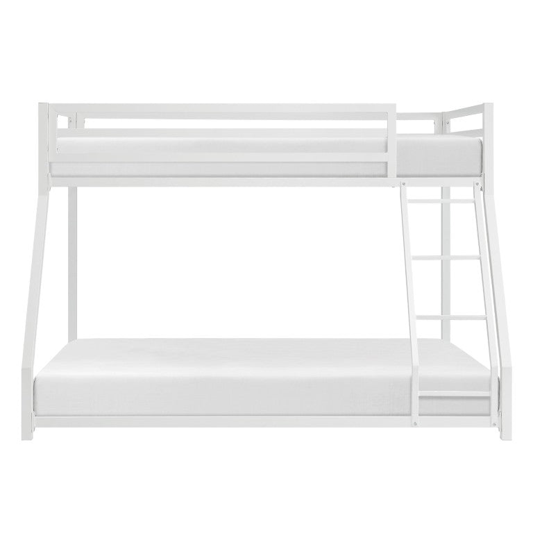 English Elm Bed Twin Over Full Metal Bunk with Guard Rails White Powder Coat Youth Bedroom B011P574401