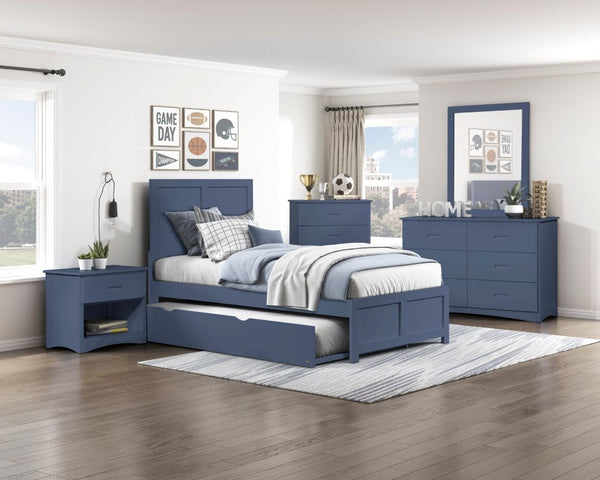 English Elm Chest of 4 Drawers UV Veneer Engineered Wood Contemporary Kids Bedroom Storage Blue B011P574404