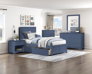 English Elm Chest of 4 Drawers UV Veneer Engineered Wood Contemporary Kids Bedroom Storage Blue B011P574404
