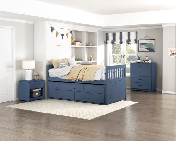 English Elm Chest of 4 Drawers UV Veneer Engineered Wood Contemporary Kids Bedroom Storage Blue B011P574404