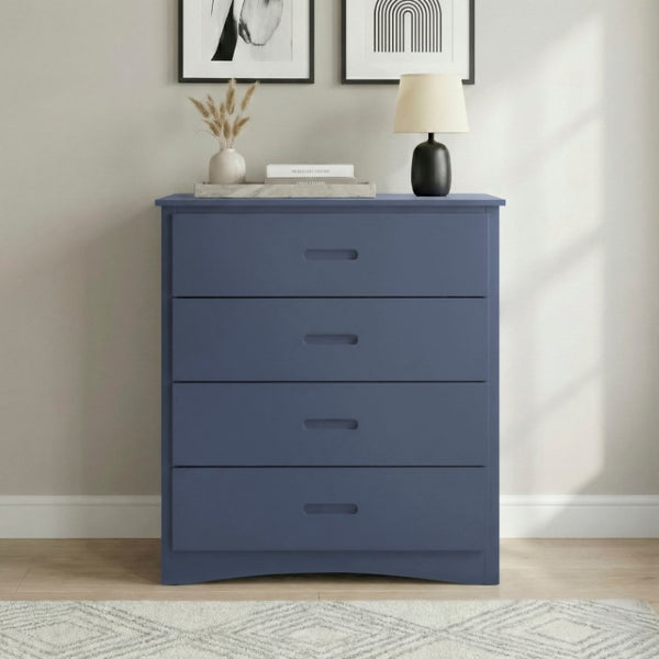 English Elm Chest of 4 Drawers UV Veneer Engineered Wood Contemporary Kids Bedroom Storage Blue B011P574404
