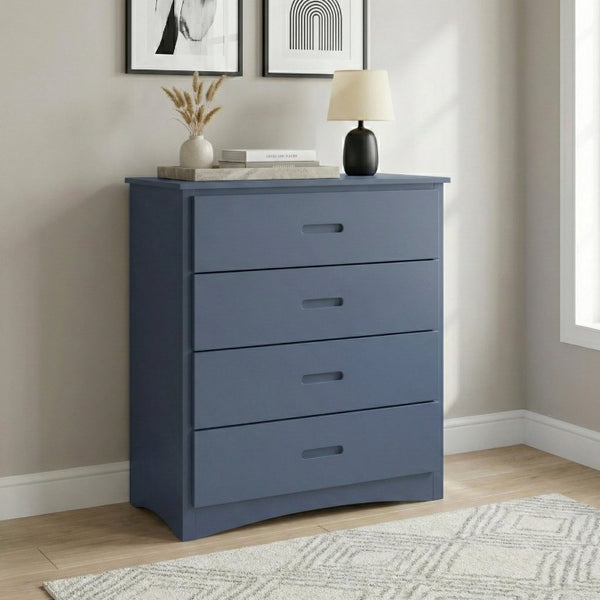 English Elm Chest of 4 Drawers UV Veneer Engineered Wood Contemporary Kids Bedroom Storage Blue B011P574404