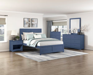 English Elm Chest of 4 Drawers UV Veneer Engineered Wood Contemporary Kids Bedroom Storage Blue B011P574404