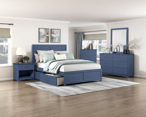 English Elm Chest of 4 Drawers UV Veneer Engineered Wood Contemporary Kids Bedroom Storage Blue B011P574404