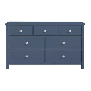 English Elm Dresser Seven Drawer Contemporary Chest with Chrome Knobs for Youth or Coastal Bedroom Blue B011P574406