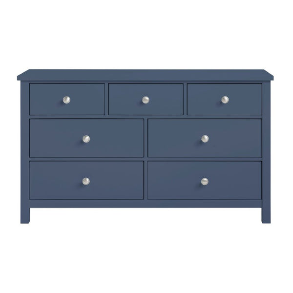 English Elm Dresser Seven Drawer Contemporary Chest with Chrome Knobs for Youth or Coastal Bedroom Blue B011P574406