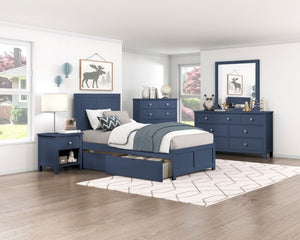 English Elm Dresser Seven Drawer Contemporary Chest with Chrome Knobs for Youth or Coastal Bedroom Blue B011P574406