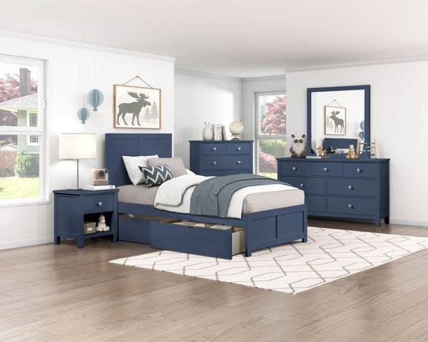 English Elm Dresser Seven Drawer Contemporary Chest with Chrome Knobs for Youth or Coastal Bedroom Blue B011P574406