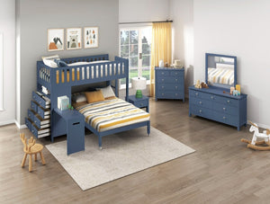English Elm Dresser Seven Drawer Contemporary Chest with Chrome Knobs for Youth or Coastal Bedroom Blue B011P574406
