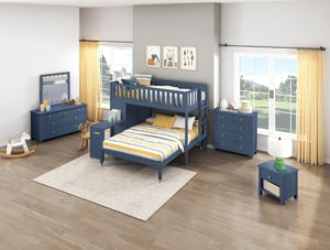 English Elm Dresser Seven Drawer Contemporary Chest with Chrome Knobs for Youth or Coastal Bedroom Blue B011P574406
