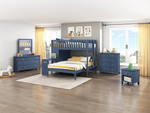 English Elm Dresser Seven Drawer Contemporary Chest with Chrome Knobs for Youth or Coastal Bedroom Blue B011P574406