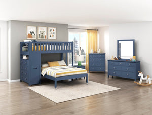 English Elm Dresser Seven Drawer Contemporary Chest with Chrome Knobs for Youth or Coastal Bedroom Blue B011P574406