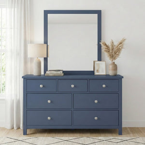 English Elm Dresser Seven Drawer Contemporary Chest with Chrome Knobs for Youth or Coastal Bedroom Blue B011P574406