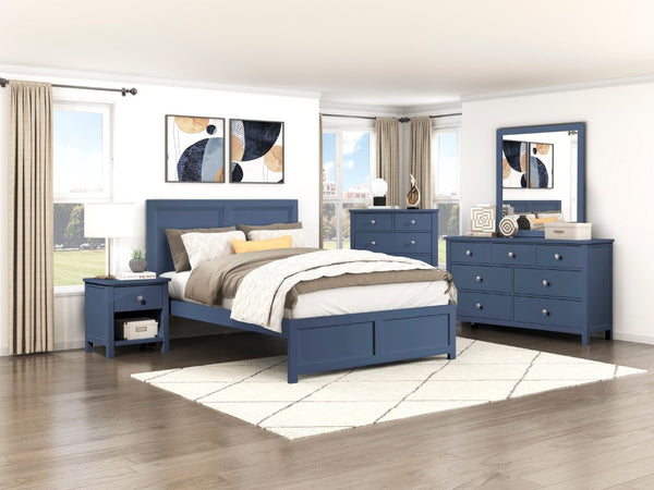 English Elm Dresser Seven Drawer Contemporary Chest with Chrome Knobs for Youth or Coastal Bedroom Blue B011P574406