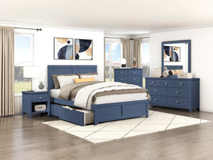English Elm Dresser Seven Drawer Contemporary Chest with Chrome Knobs for Youth or Coastal Bedroom Blue B011P574406