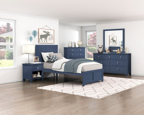 English Elm Dresser Seven Drawer Contemporary Chest with Chrome Knobs for Youth or Coastal Bedroom Blue B011P574406