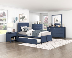English Elm Dresser Seven Drawer Contemporary Chest with Chrome Knobs for Youth or Coastal Bedroom Blue B011P574406