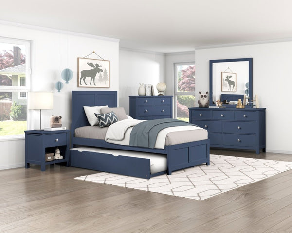 English Elm Dresser Seven Drawer Contemporary Chest with Chrome Knobs for Youth or Coastal Bedroom Blue B011P574406