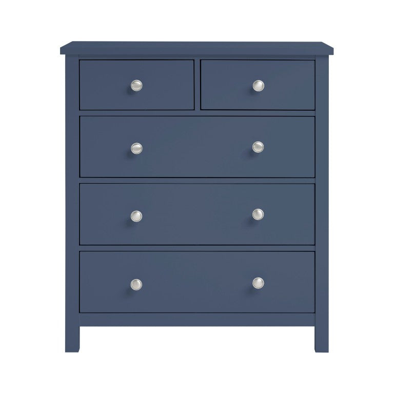 English Elm Chest of Drawers Five Dovetail Youth Storage in Modern Engineered Wood Compact Design Blue B011P574407
