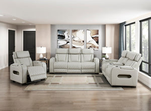 English Elm Power Reclining Sofa with LED Lighting Diamond Stitched Faux Leather Home Theater B011P574410