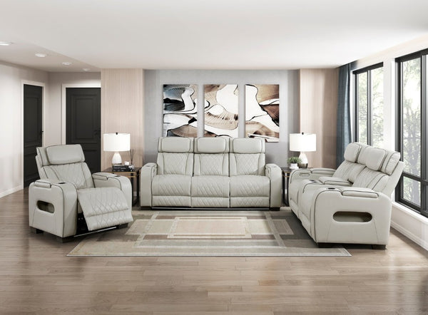 English Elm Power Reclining Sofa with LED Lighting Diamond Stitched Faux Leather Home Theater B011P574410