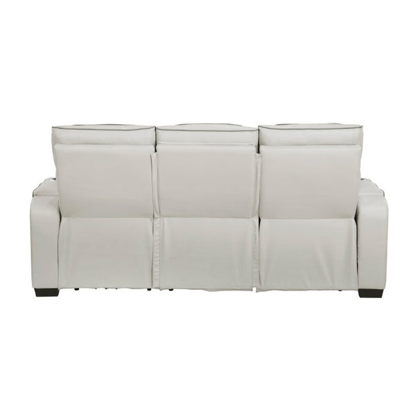 English Elm Power Reclining Sofa with LED Lighting Diamond Stitched Faux Leather Home Theater B011P574410